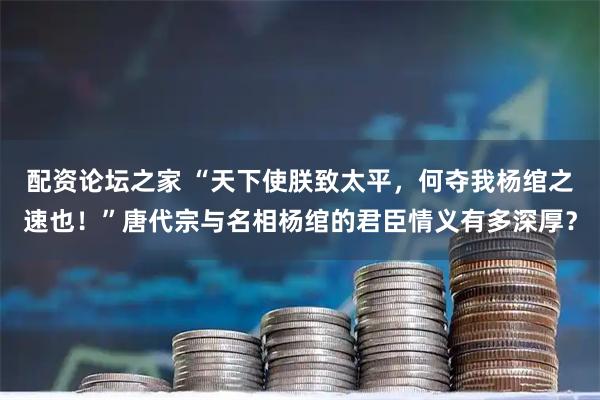 配资论坛之家 “天下使朕致太平，何夺我杨绾之速也！”唐代宗与名相杨绾的君臣情义有多深厚？