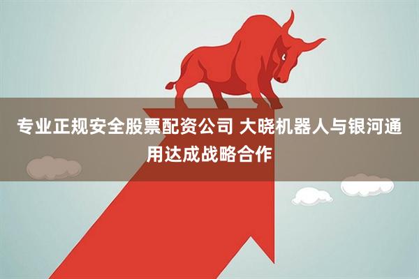 专业正规安全股票配资公司 大晓机器人与银河通用达成战略合作